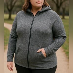 Tek Gear WarmTek Sweater Fleece Hoodie Jacket Womens XL Gray